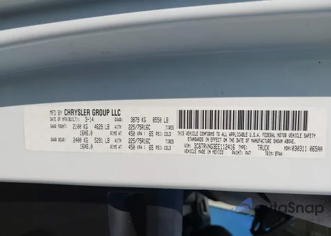 2014 Ram Promaster 1500 Low Roof из США, поврежденный, VIN 3C6TRVNG3EE112416